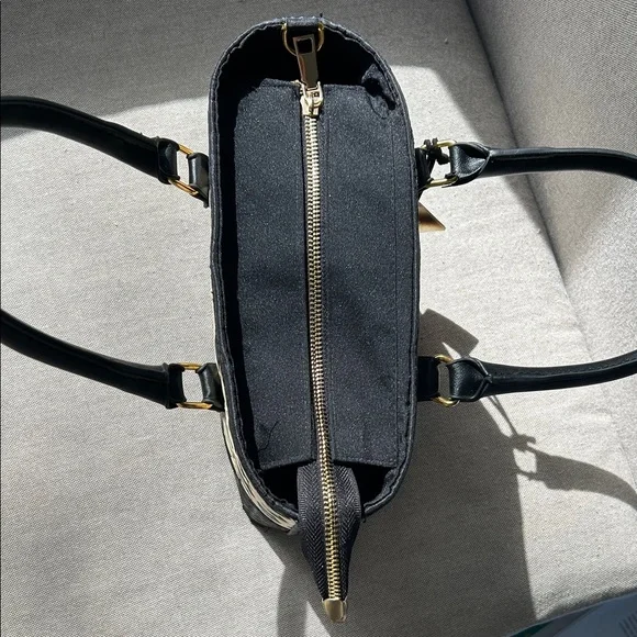 Woven Black & Cream Tote Bag - Designer Style - Picture 5 of 7